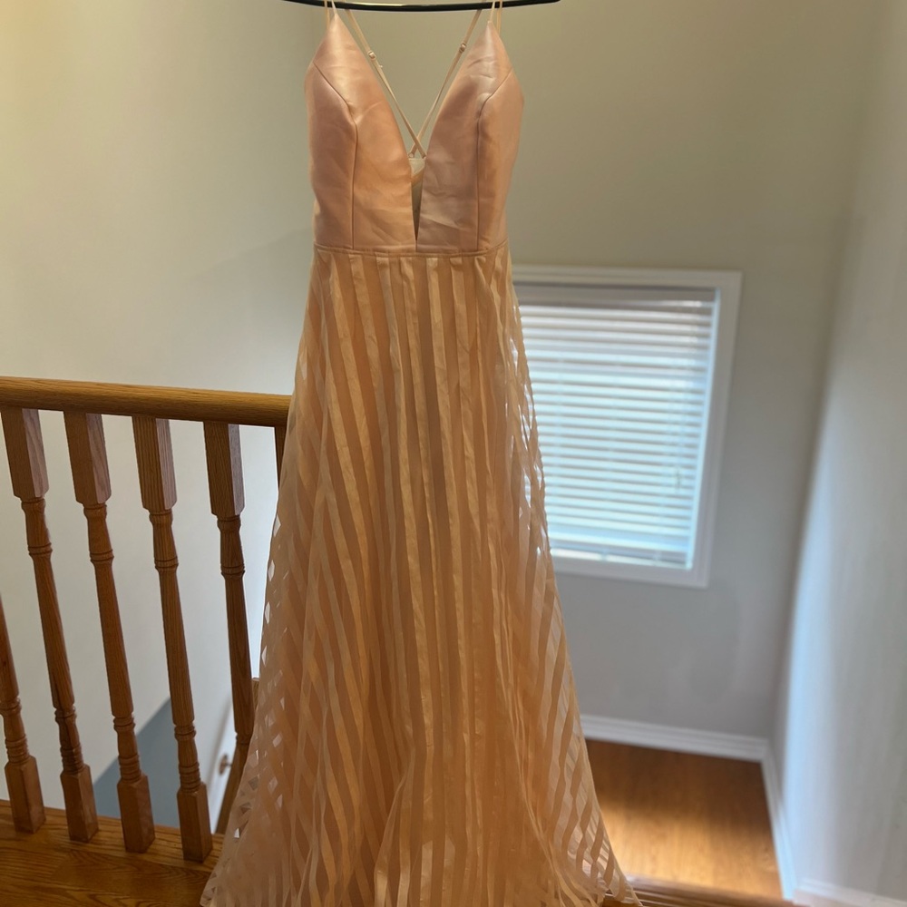 Elegant Pink Striped Gown
